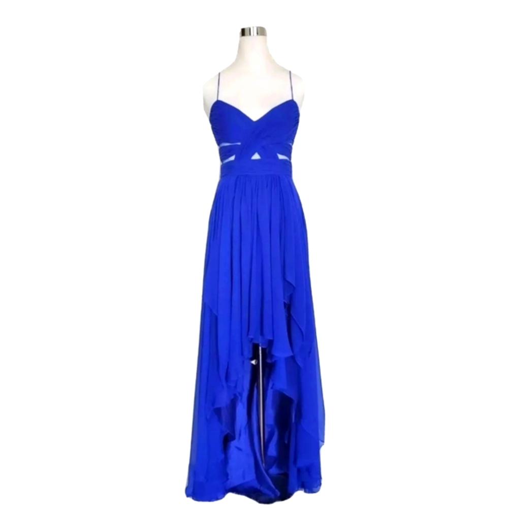 Cache Electric Blue Dress 100% SILK Asymmetrical High-Low Sundress Size 2 XS NWT